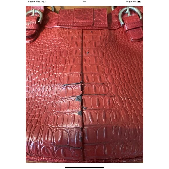 The Find Red Leather Alligator Studded Shoulder Purse Double Handles **READ** - Picture 7 of 11